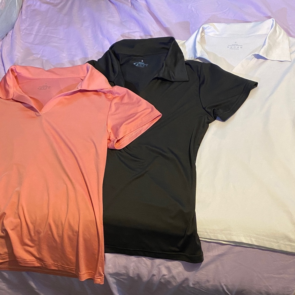 Women's Polo Shirt Set - Black, White, and Pink